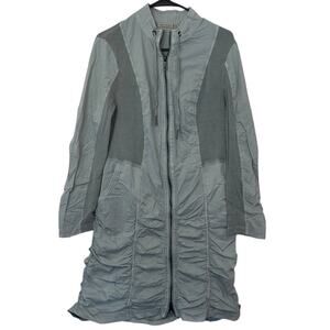 XCVI Wearables Women’s Double Zip Ruched Utility Jacket Size XL Green Layering